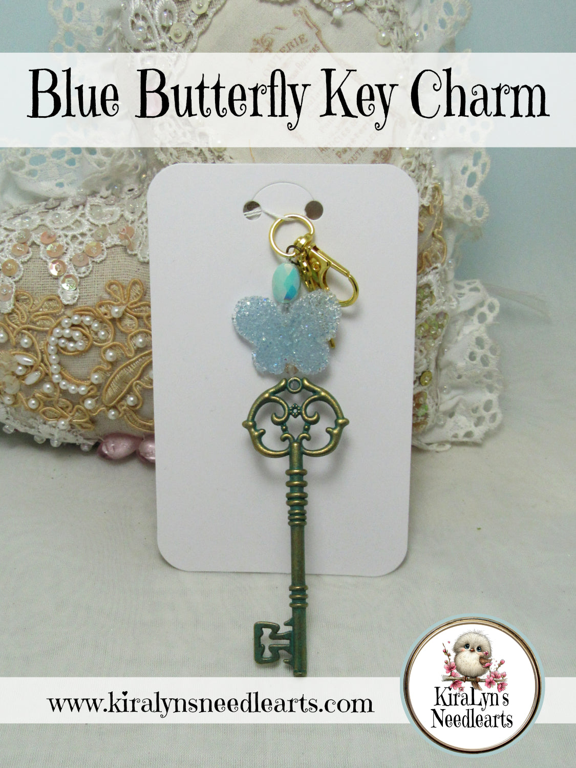 Blue Butterfly Key Charm