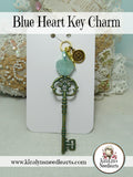 Blue Heart Key Charm