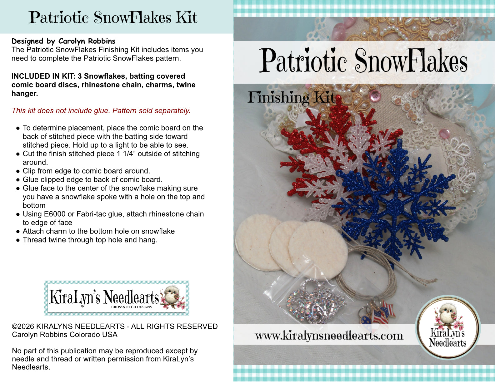 Patriotic SnowFlakes Finishing Kit