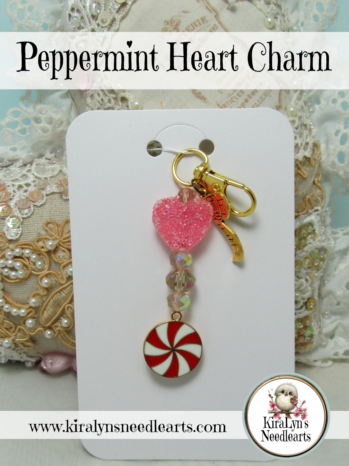 Peppermint Heart Charm